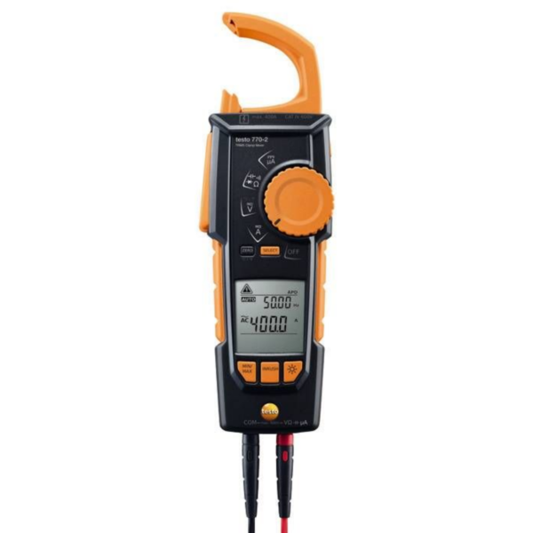 Alicate Amperímetro True-RMS com Medição de Temperatura e Adaptador Tipo K | Testo 770-2